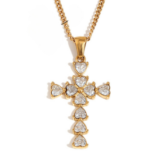 Diamond Heart Cross Necklace